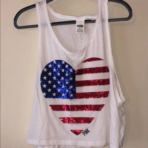 VS Pink Sequin Flag Heart